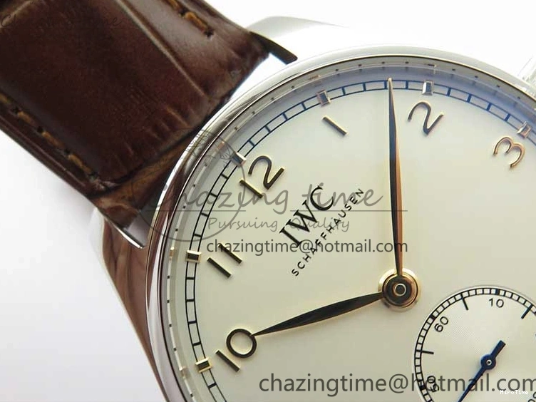 MIROTIME 0201 Original Portuguese IW358304 ZF 1:1 Best Edition SS White Dial RG Markers on Leather Strap A 7077